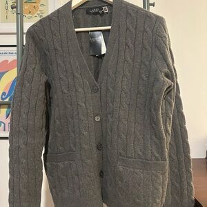 Ralph Lauren Gray Cable Knit Cardigan